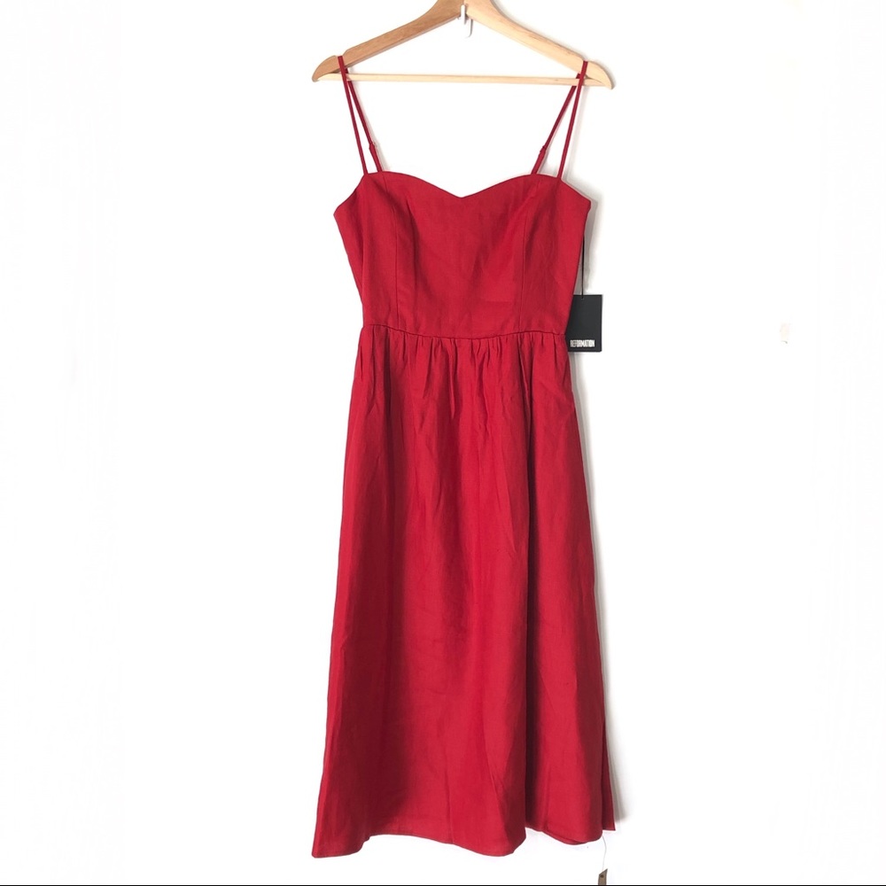 Reformation Olivia Linen Red Lipstick Dress 2 - Picture 7 of 16